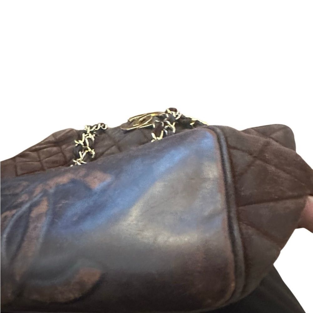 CHANEL Dark Brown Quilted Tote with Gold Chain - Picture 7 of 16